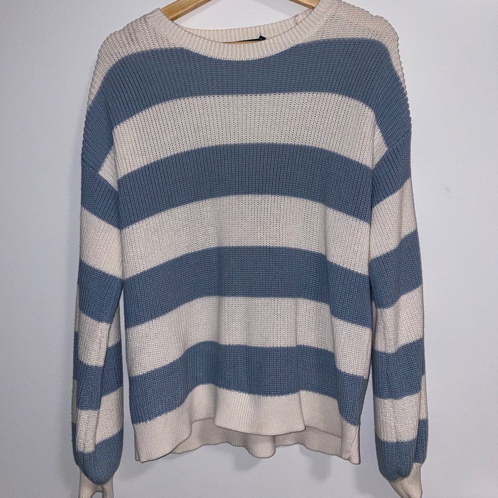Lauren-Ralph Lauren Blue and White Striped Sweater Size M